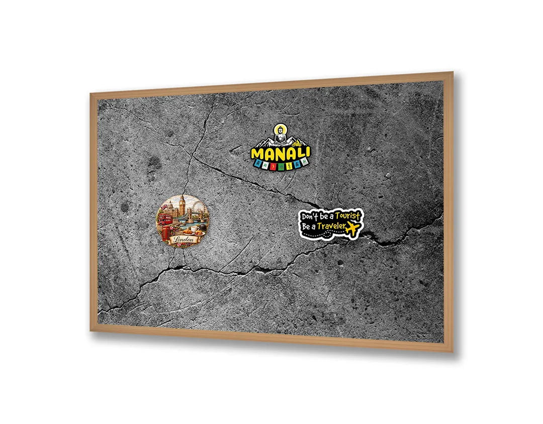 Metalen Magneetbord met afbeelding van gebarsten betonnen muur in ruw grijs kleuren