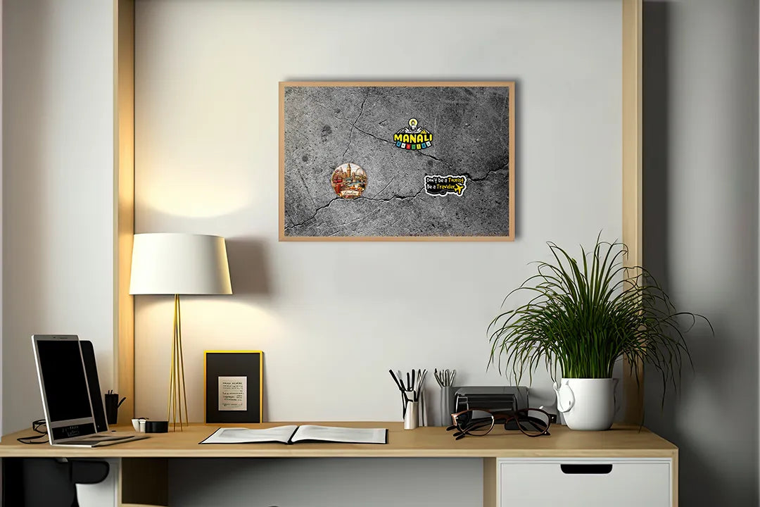 Metalen Magneetbord met afbeelding van gebarsten betonnen muur in ruw grijs kleuren