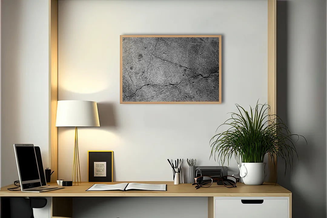 Metalen Magneetbord met afbeelding van gebarsten betonnen muur in ruw grijs kleuren