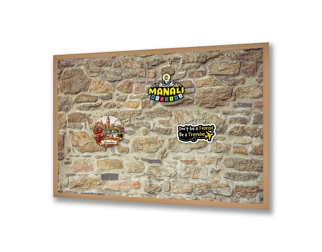 Metalen Magneetbord met afbeelding van authentieke stenen muur in bruine steenkleuren kleuren