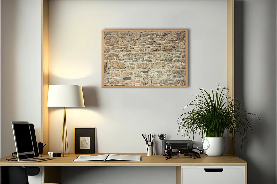 Metalen Magneetbord met afbeelding van authentieke stenen muur in bruine steenkleuren kleuren