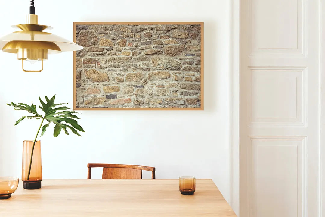 Metalen Magneetbord met afbeelding van authentieke stenen muur in bruine steenkleuren kleuren