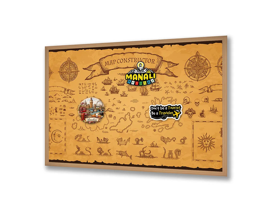 Metalen Magneetbord met hoogwaardige afbeelding van Oude schatkaart piraten voor aan de muur