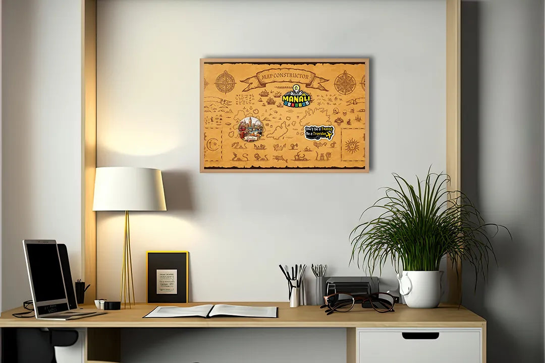 Metalen Magneetbord met hoogwaardige afbeelding van Oude schatkaart piraten voor aan de muur