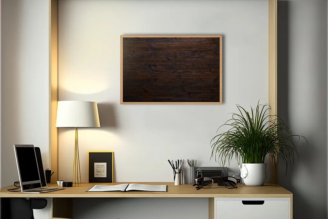 Metalen Magneetbord met afbeelding van donker hout textuur in diep donkerbruin kleuren