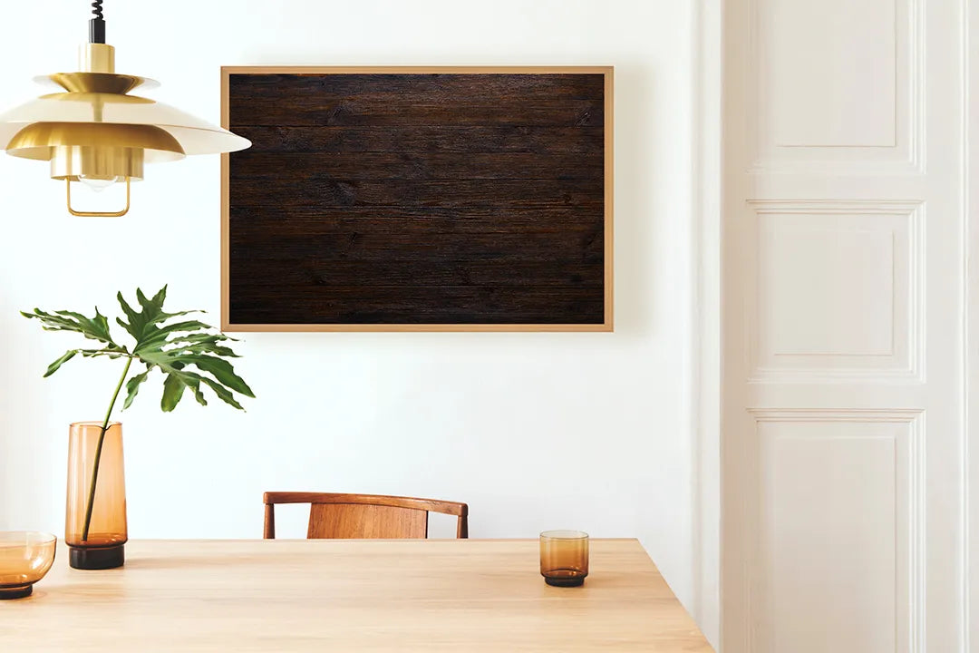 Metalen Magneetbord met afbeelding van donker hout textuur in diep donkerbruin kleuren