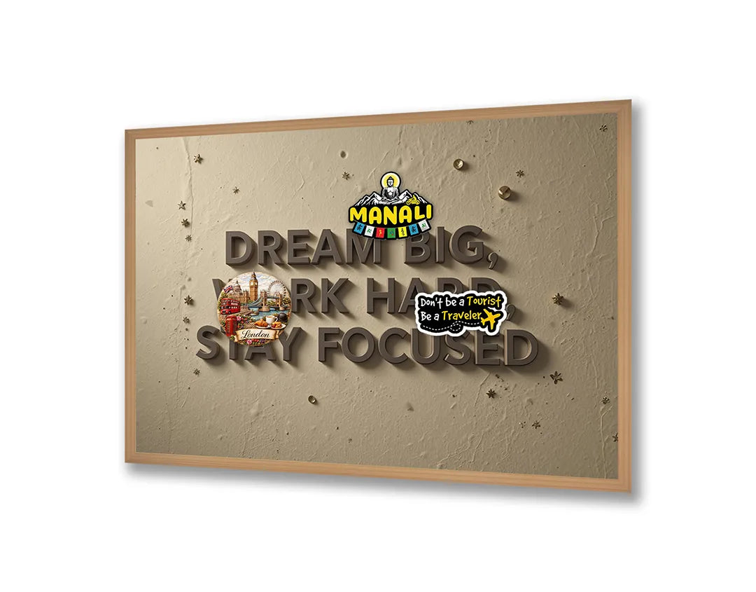 Metalen Magneetbord met hoogwaardige afbeelding van Dream big work hard tekst muur voor aan de muur