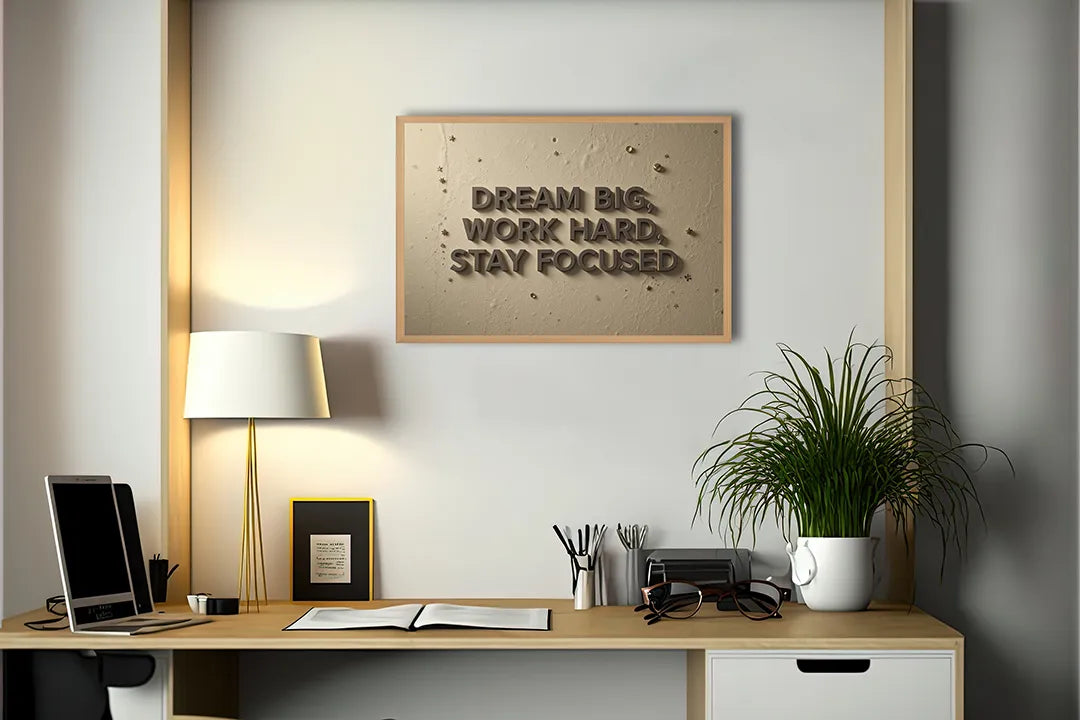 Metalen Magneetbord met hoogwaardige afbeelding van Dream big work hard tekst muur voor aan de muur