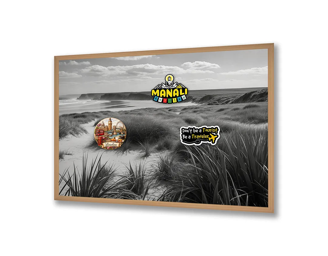Metalen Magneetbord met hoogwaardige afbeelding van Duinlandschap zwart wit voor aan de muur