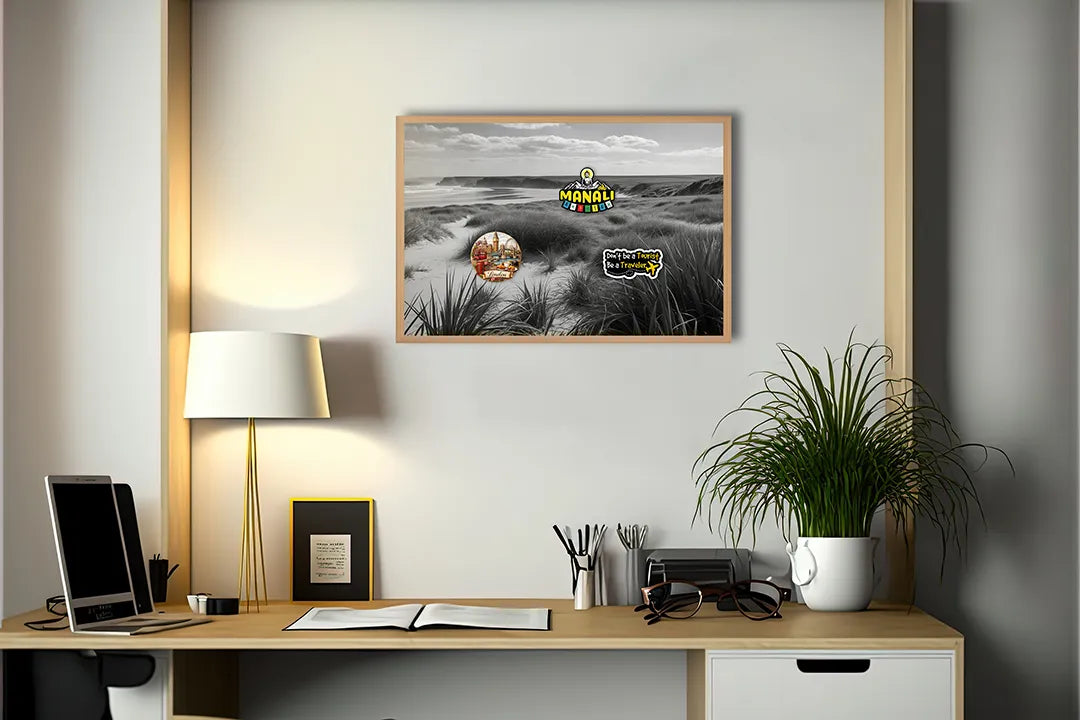 Metalen Magneetbord met hoogwaardige afbeelding van Duinlandschap zwart wit voor aan de muur