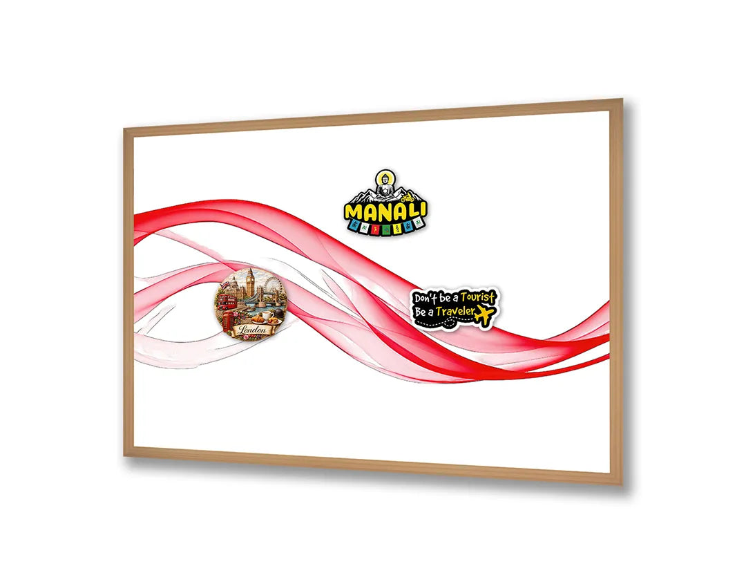 Metalen Magneetbord met hoogwaardige afbeelding van Rode vloeiende lijnen wit voor aan de muur