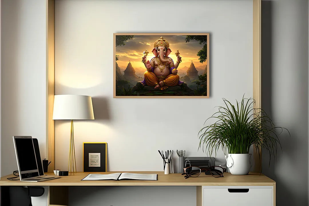 Metalen Magneetbord met hoogwaardige afbeelding van Ganesha godheid licht voor aan de muur