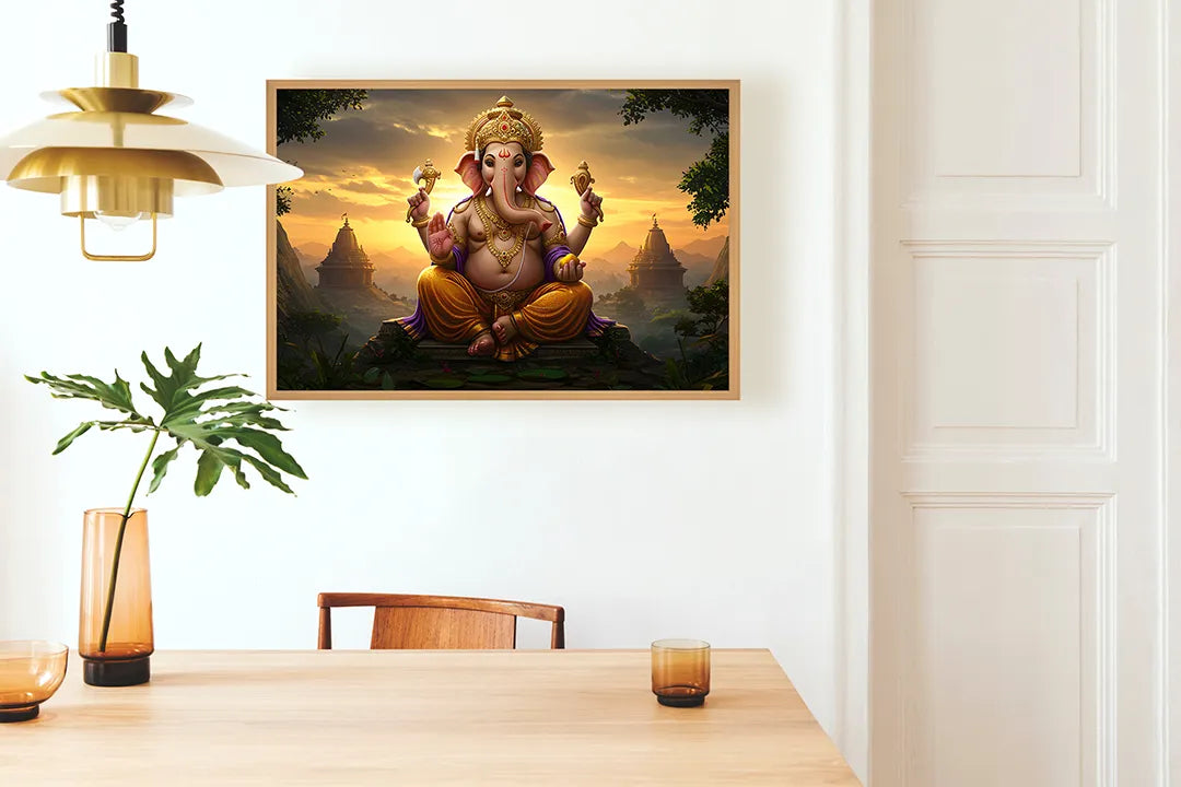 Metalen Magneetbord met hoogwaardige afbeelding van Ganesha godheid licht voor aan de muur