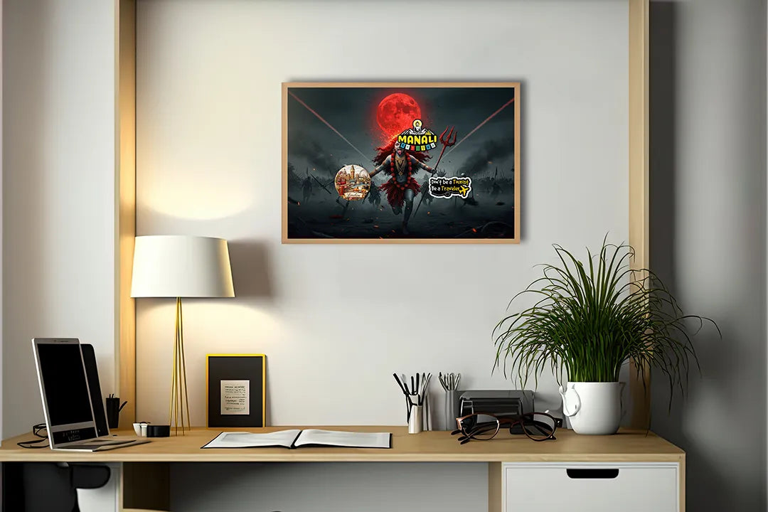 Metalen Magneetbord met hoogwaardige afbeelding van Rode maan demon fantasy voor aan de muur
