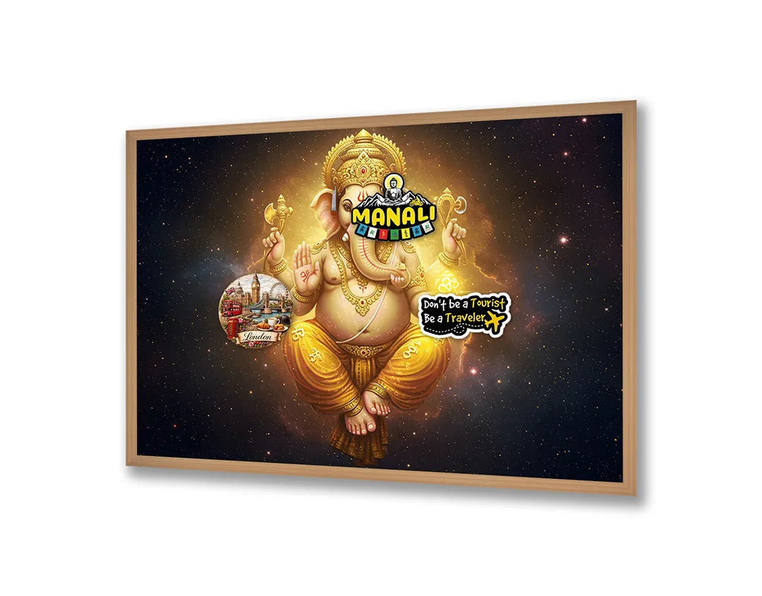 Metalen Magneetbord met hoogwaardige afbeelding van Gouden Ganesha godheid stralen voor aan de muur
