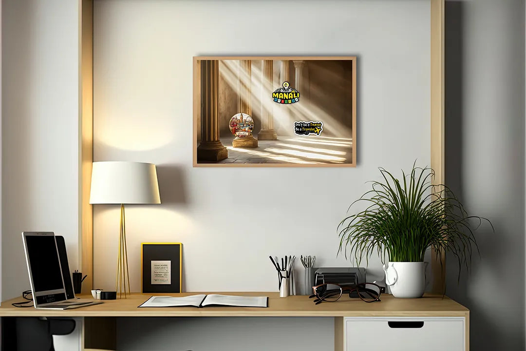 Metalen Magneetbord met hoogwaardige afbeelding van Zonnestralen door pilaren voor aan de muur
