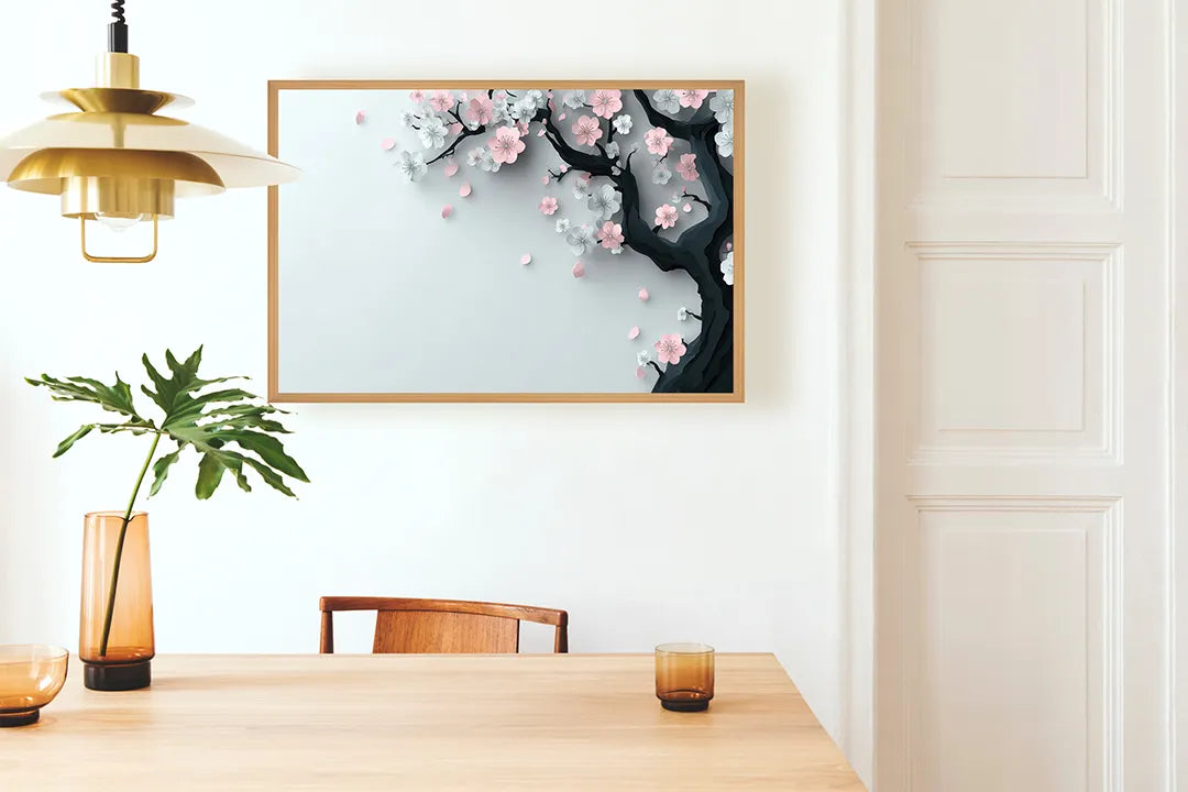 Metalen Magneetbord met hoogwaardige afbeelding van Roze bloesem tak zacht voor aan de muur