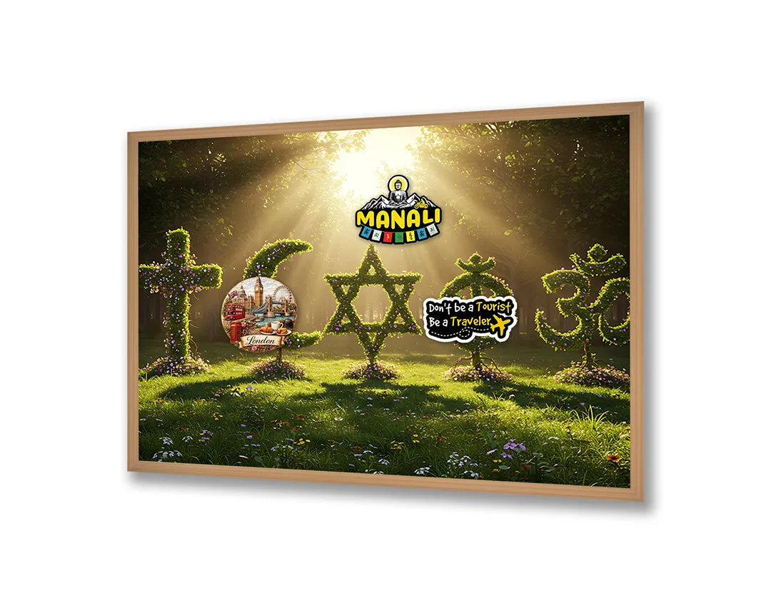 Metalen Magneetbord met hoogwaardige afbeelding van Religieuze symbolen hout natuur voor aan de muur
