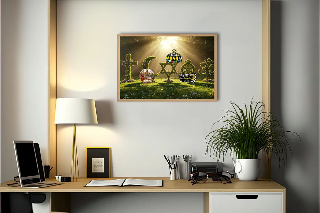 Metalen Magneetbord met hoogwaardige afbeelding van Religieuze symbolen hout natuur voor aan de muur