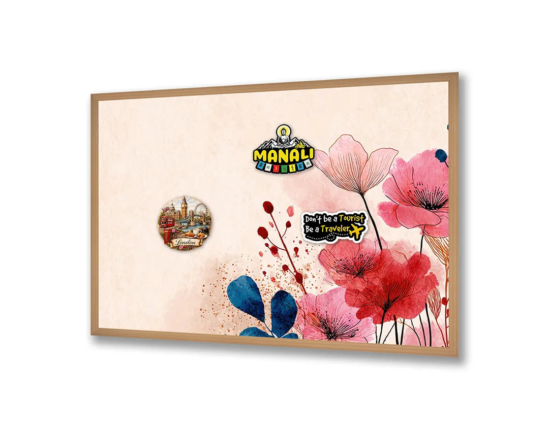 Metalen Magneetbord met hoogwaardige afbeelding van Rode klaprozen zachte achtergrond voor aan de muur