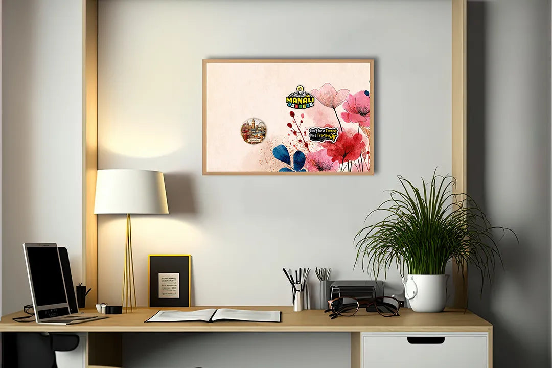 Metalen Magneetbord met hoogwaardige afbeelding van Rode klaprozen zachte achtergrond voor aan de muur