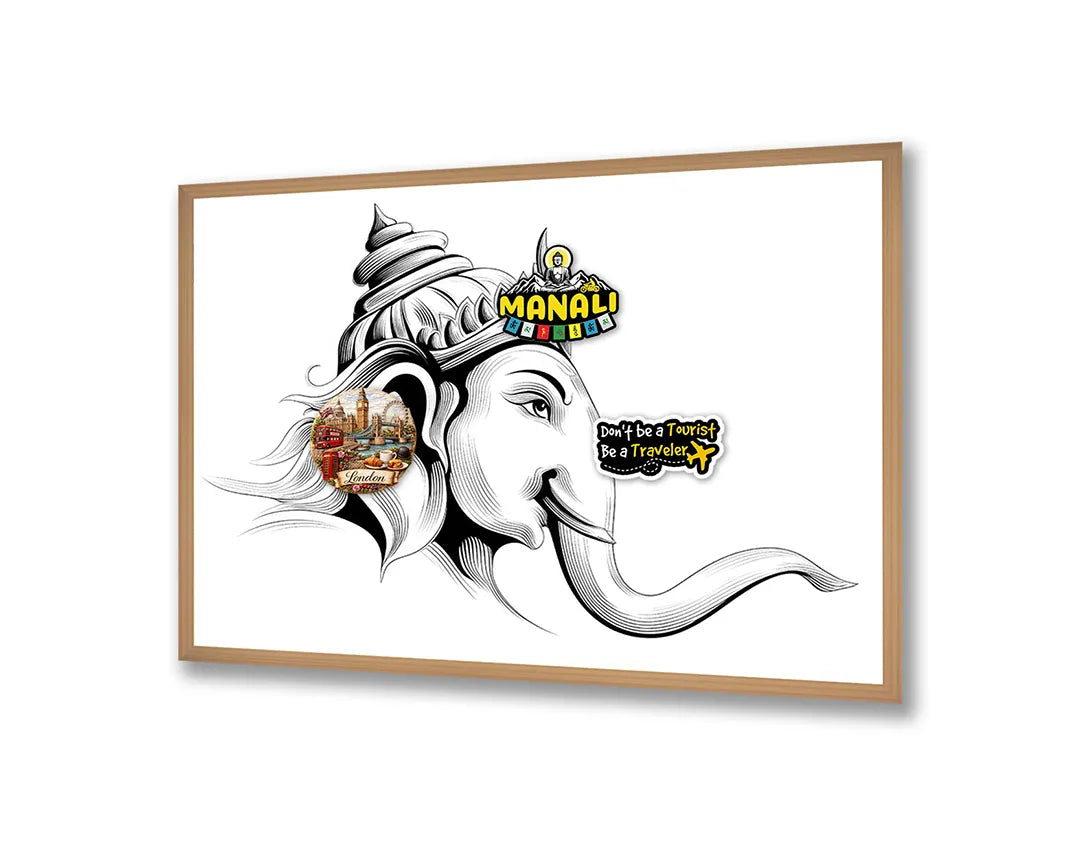 Metalen Magneetbord met hoogwaardige afbeelding van Olifant met mandala patronen voor aan de muur