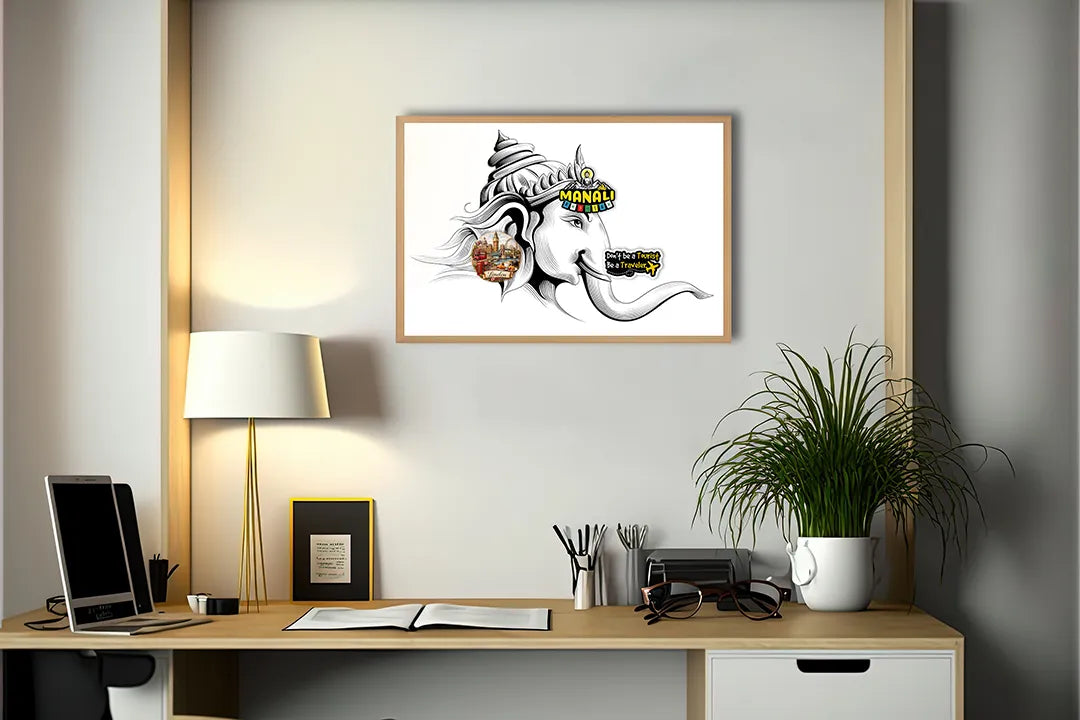 Metalen Magneetbord met hoogwaardige afbeelding van Olifant met mandala patronen voor aan de muur
