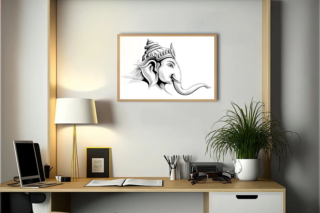 Metalen Magneetbord met hoogwaardige afbeelding van Olifant met mandala patronen voor aan de muur