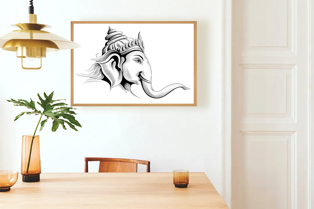 Metalen Magneetbord met hoogwaardige afbeelding van Olifant met mandala patronen voor aan de muur