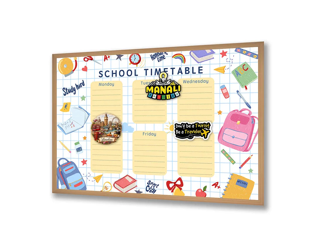 Metalen Magneetbord met hoogwaardige afbeelding van School timetable vrolijk rooster voor aan de muur