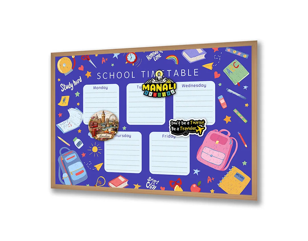 Metalen Magneetbord met hoogwaardige afbeelding van School timetable paars rooster voor aan de muur