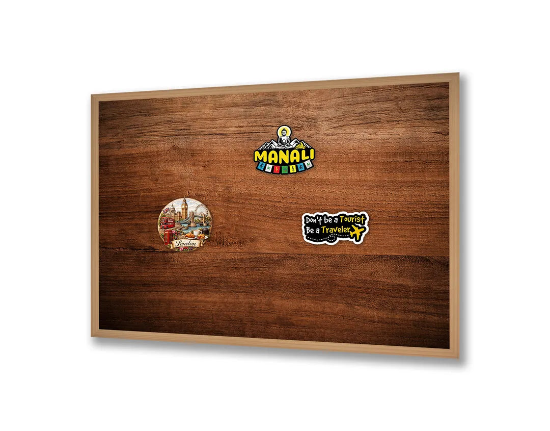 Metalen Magneetbord met afbeelding van horizontaal bruin hout in warm bruin kleuren