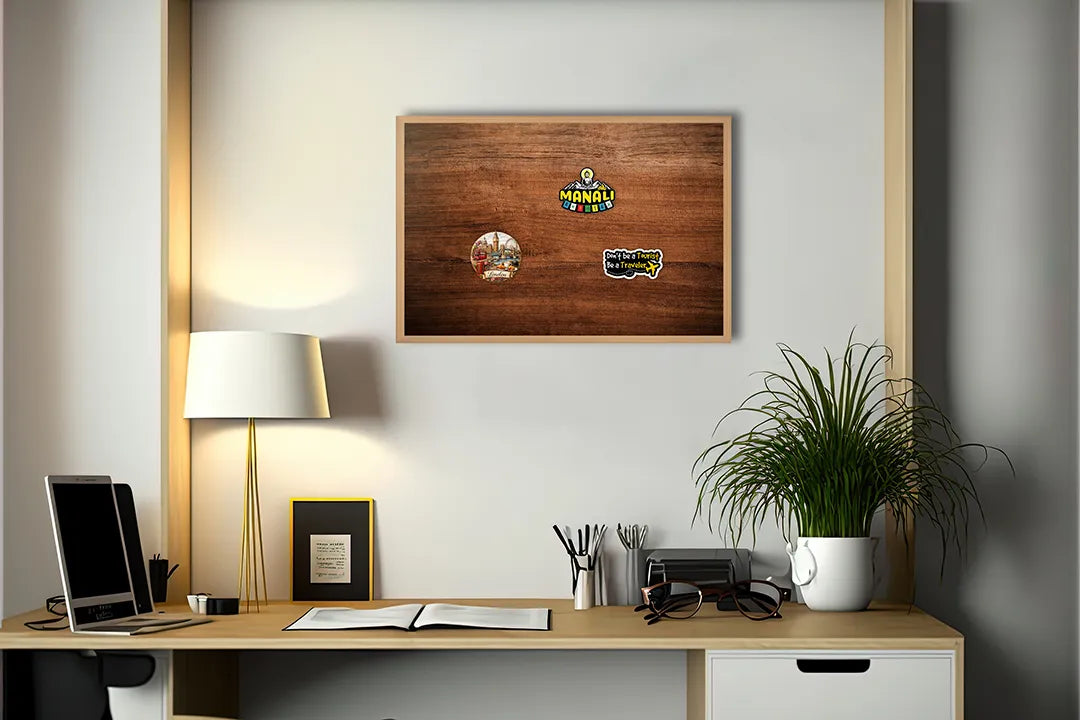 Metalen Magneetbord met afbeelding van horizontaal bruin hout in warm bruin kleuren