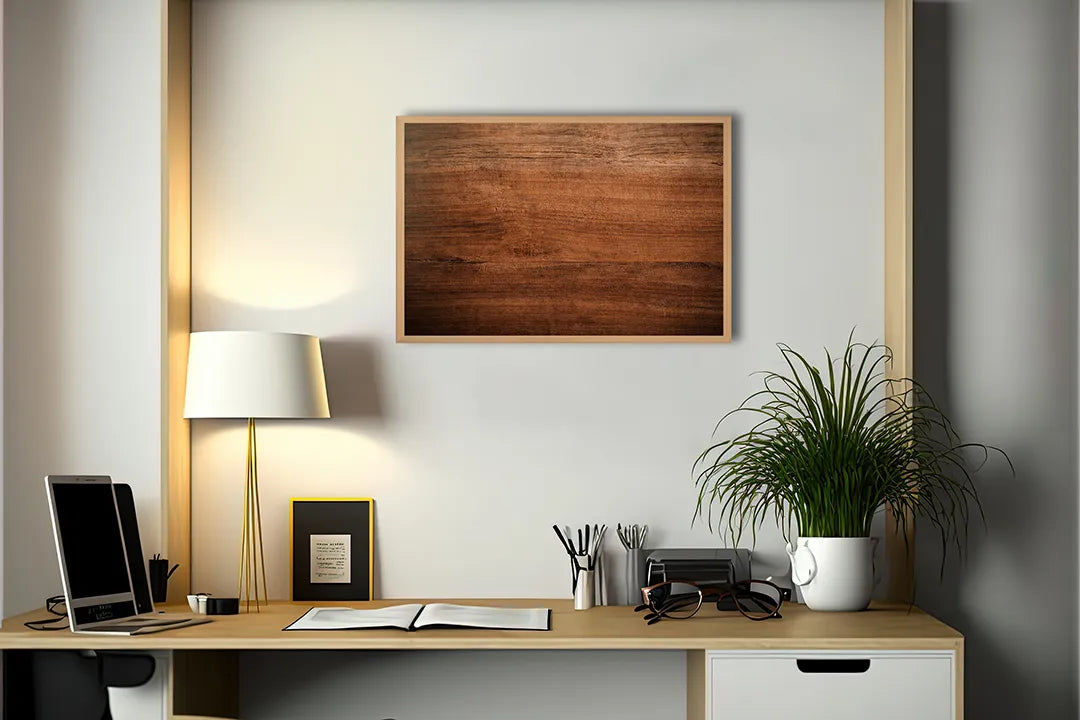 Metalen Magneetbord met afbeelding van horizontaal bruin hout in warm bruin kleuren