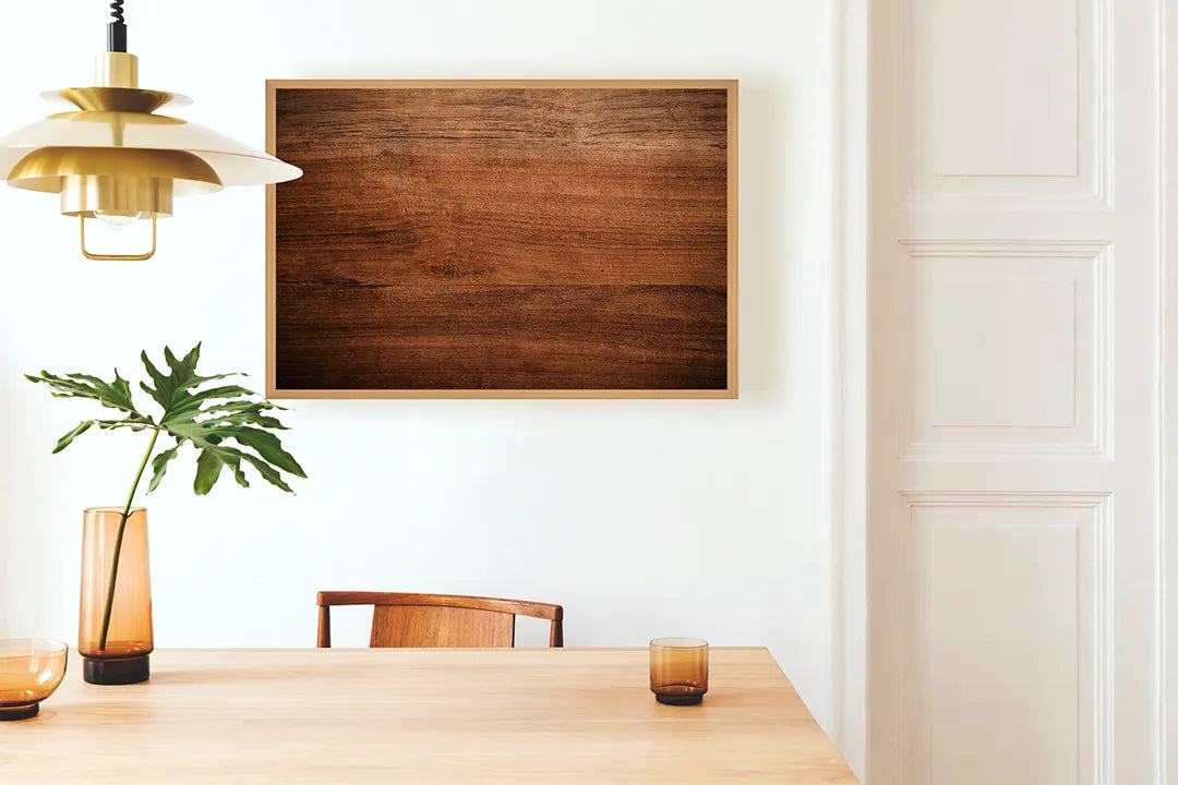 Metalen Magneetbord met afbeelding van horizontaal bruin hout in warm bruin kleuren