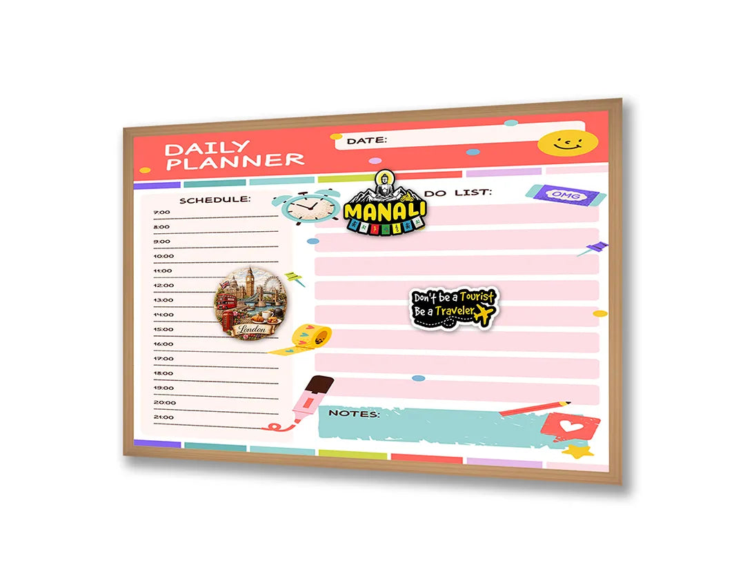 Metalen Magneetbord met hoogwaardige afbeelding van Daily planner roze voor aan de muur