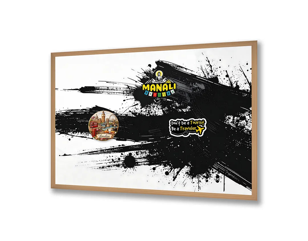 Metalen Magneetbord met hoogwaardige afbeelding van Zwarte verfspetters splash voor aan de muur