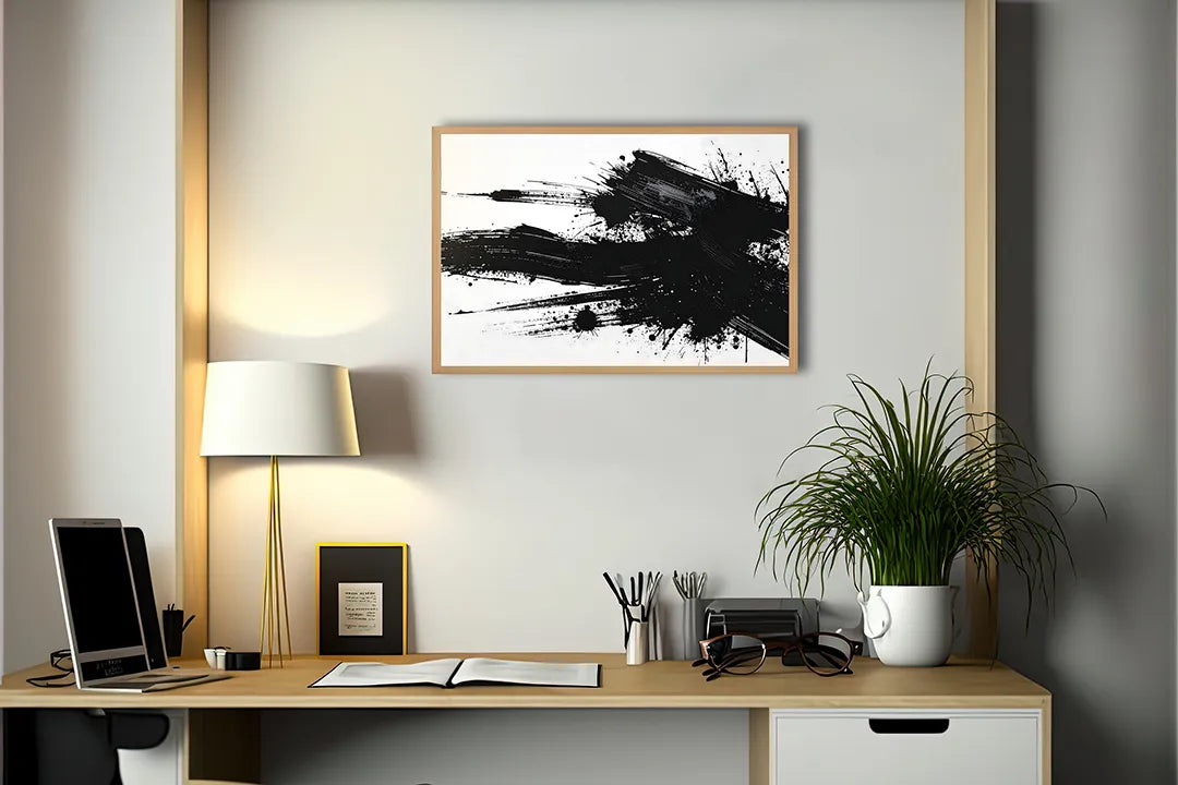Metalen Magneetbord met hoogwaardige afbeelding van Zwarte verfspetters splash voor aan de muur