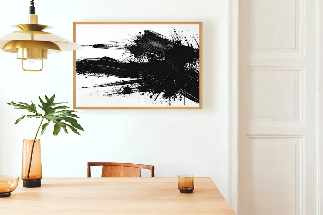 Metalen Magneetbord met hoogwaardige afbeelding van Zwarte verfspetters splash voor aan de muur