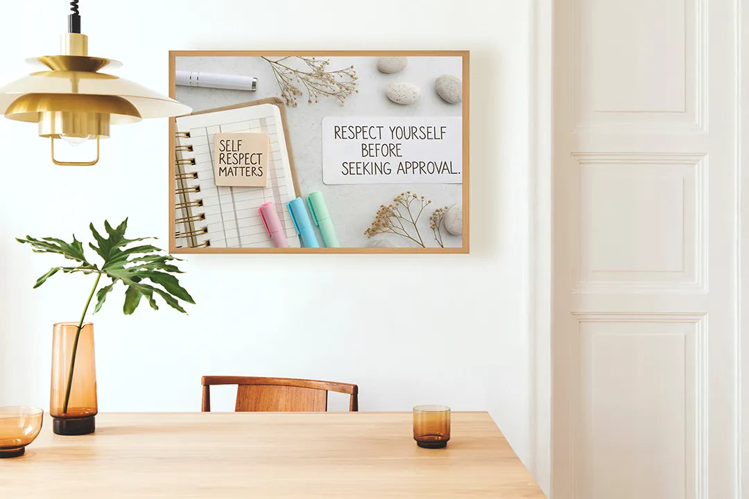 Metalen Magneetbord met hoogwaardige afbeelding van Respect yourself quote notitie voor aan de muur