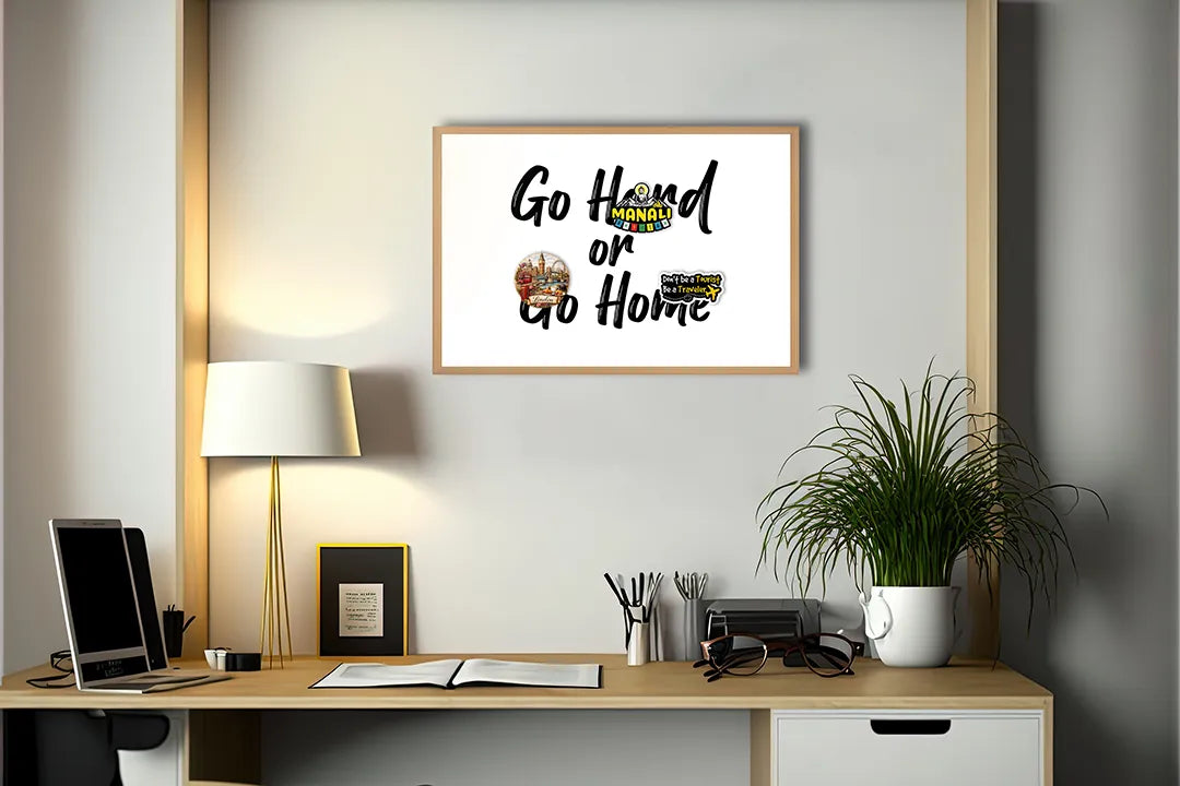 Metalen Magneetbord met hoogwaardige afbeelding van Go hard or go home tekst voor aan de muur