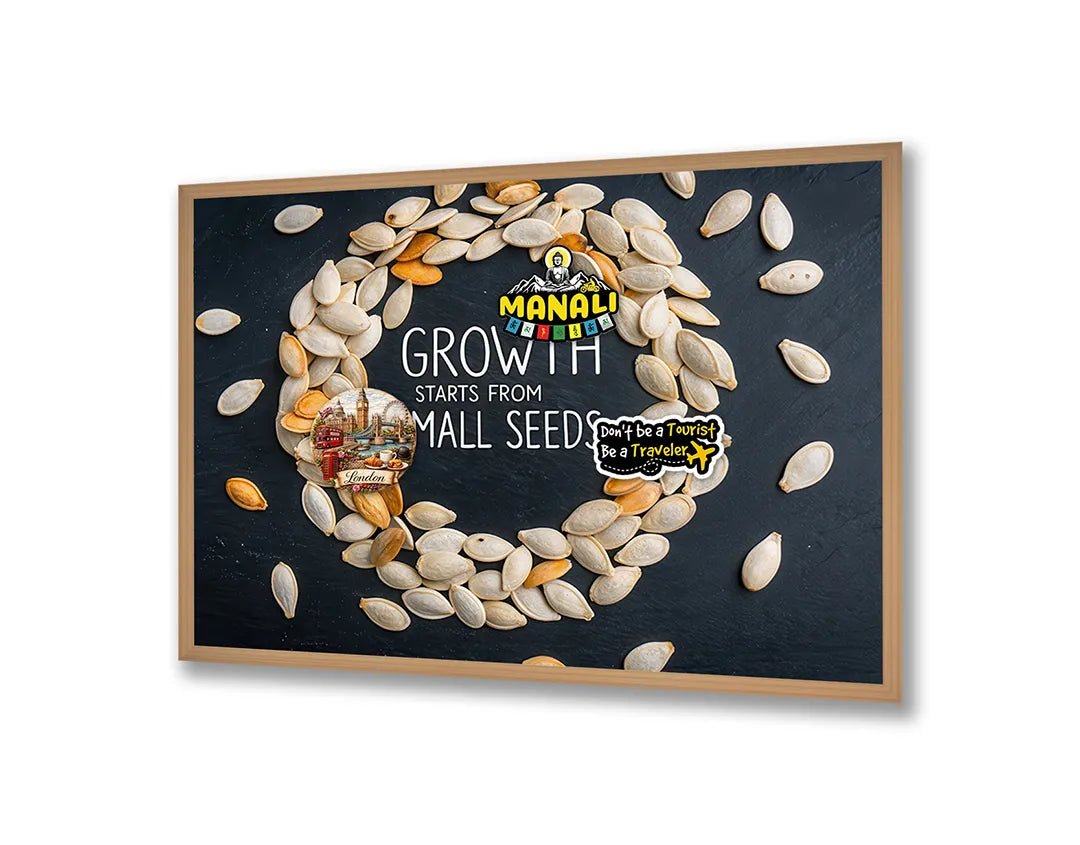 Metalen Magneetbord met hoogwaardige afbeelding van Growth starts with small seeds voor aan de muur