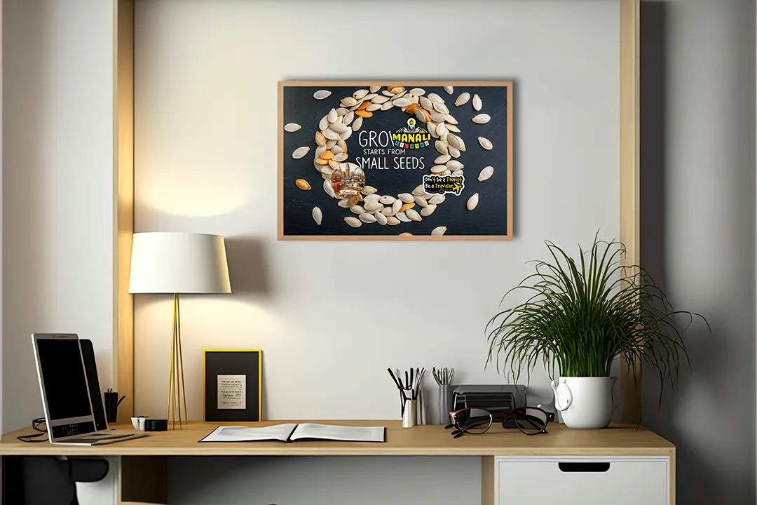 Metalen Magneetbord met hoogwaardige afbeelding van Growth starts with small seeds voor aan de muur