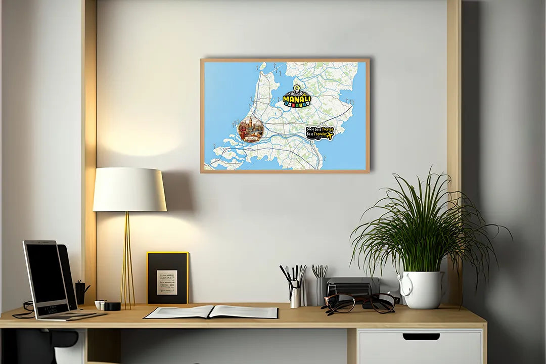 Metalen Magneetbord met hoogwaardige afbeelding van Nederland waterwegen landkaart voor aan de muur