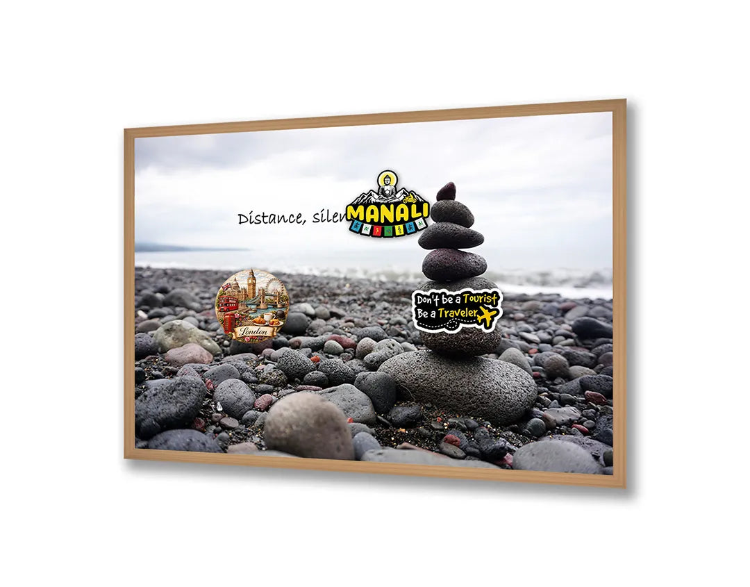 Metalen Magneetbord met hoogwaardige afbeelding van Zen stenen op strand voor aan de muur