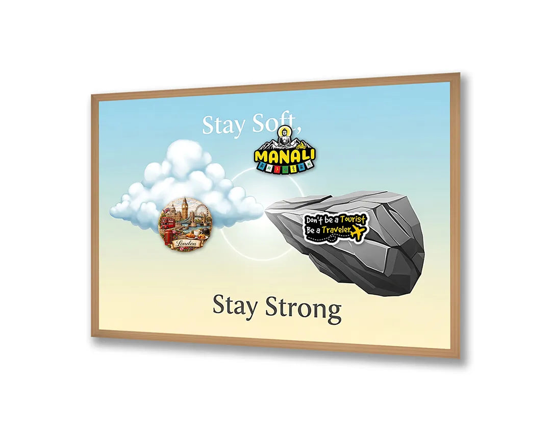 Metalen Magneetbord met hoogwaardige afbeelding van Stay soft stay strong tekst steen voor aan de muur