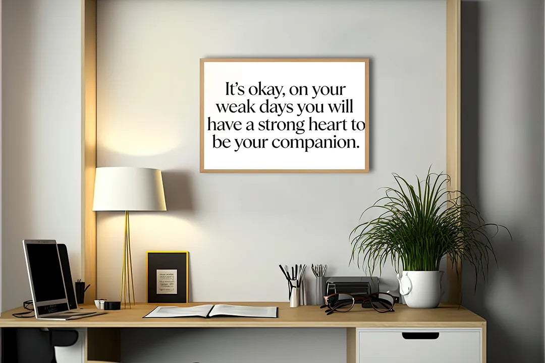 Metalen Magneetbord met hoogwaardige afbeelding van Its okay on weak days quote voor aan de muur