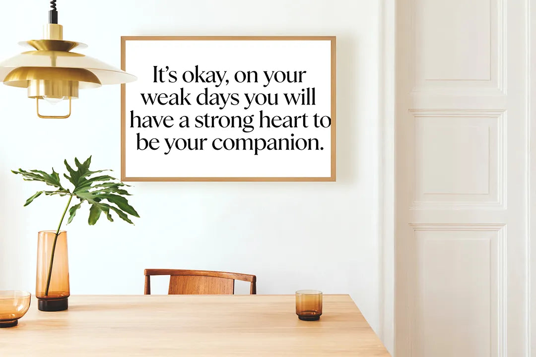 Metalen Magneetbord met hoogwaardige afbeelding van Its okay on weak days quote voor aan de muur