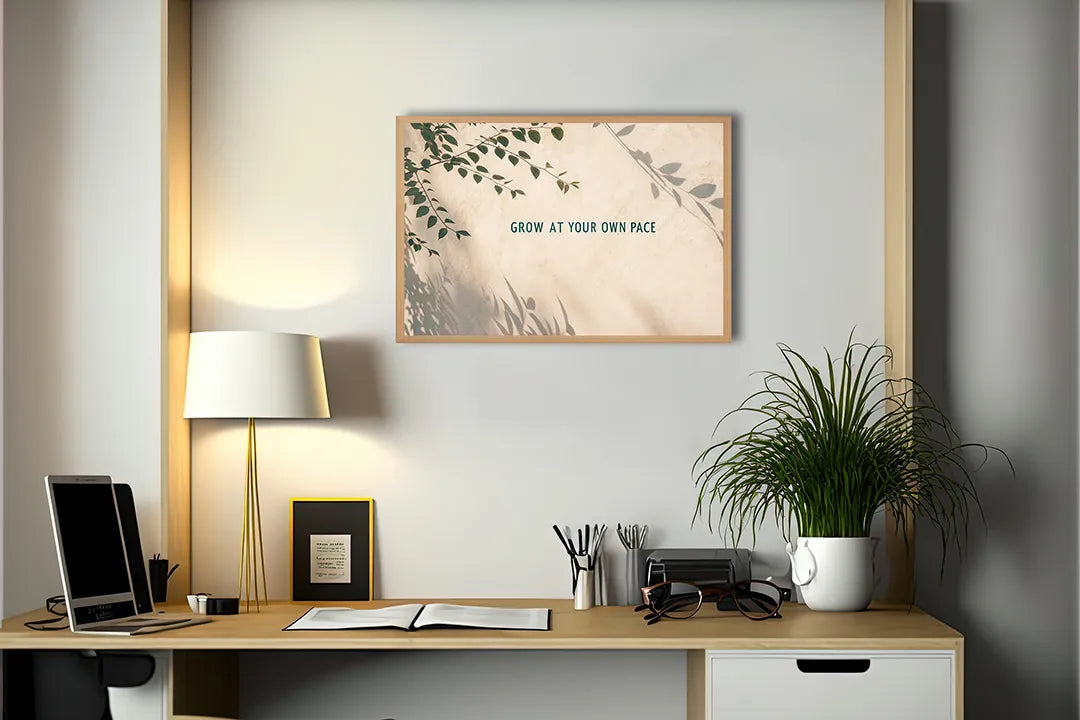 Metalen Magneetbord met hoogwaardige afbeelding van Grow at your own pace quote voor aan de muur