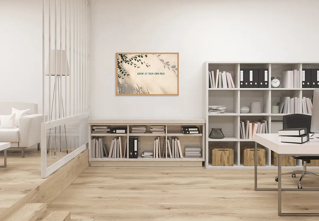 Metalen Magneetbord met hoogwaardige afbeelding van Grow at your own pace quote voor aan de muur